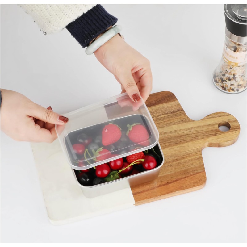4 Pieces Stainless Steel Food Storage Containers with Clear Lid,