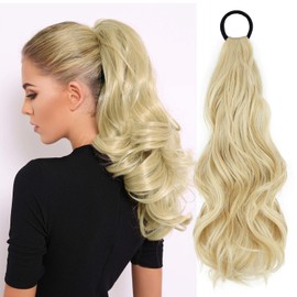 Rosooi Portable Ponytail Extensions for Women Synthetic Short Wavy Ponytail Extensions for Daily Party Use