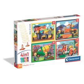 Clementoni Puzzle 4-in-1 Busy at Work 72 Pieces for Children 3-6 Years, Gift for Children, Puzzle for Children, Made in Italy, 21741