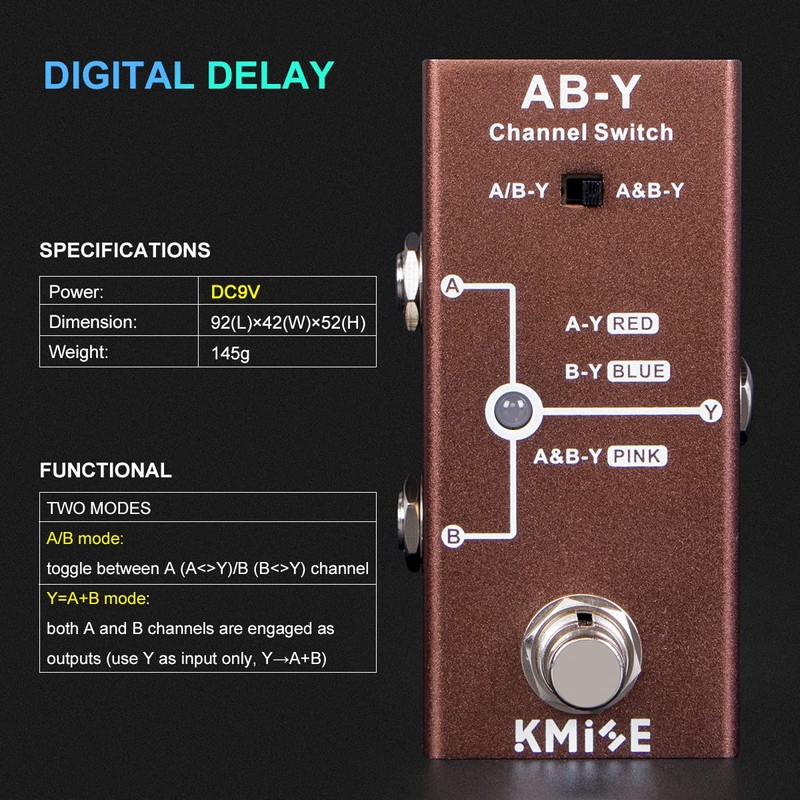 Kmise ABY Pedal,Box Line Selector AB Switch,Electric Guitar Effects Pedal
