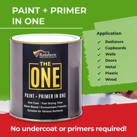 THE ONE All-In-One Paint & Primer - Red Satin, 84.5 Fl Oz/2.5 Liter | 1 Coat Formula | Easy Indoor & Outdoor Decorating for Home & Garden Walls, Floors & Furniture | Water-Based & Low VOC