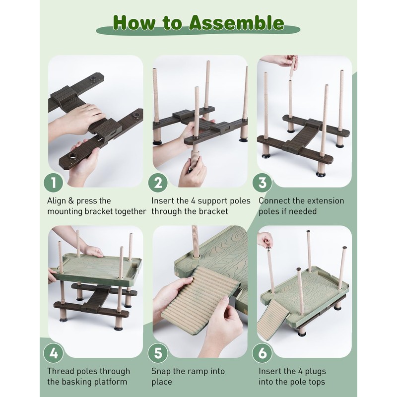 Pawfly Turtle Basking Dock with Ramp, Floating Reptile Platform for