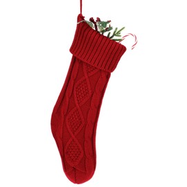 Giantree Classic Red Christmas Stockings, 18 Inch Large Knitted Christmas Socks Family Holiday Decorations for Fireplace or Party Decoration