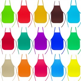 Cptoion 15 Pieces Children's Artists Fabric Aprons,15 Colors Kids Painting Aprons,Middle Size Kids Aprons for Painting,Non Woven Kids Art Aprons for Classroom,Kitchen,Crafts and Art Painting Activity