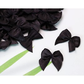 Shapenty Mini Satin Ribbon Bows Flowers Bowknot Bulk for Sewing Dress Craft Project Scrapbooking Wedding Birthday Christmas Ornament Embellishment Gift Decor Wrapping, 2.5x2cm, 100PCS (Black)