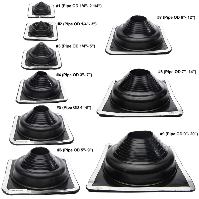 Dektite Metal Roof Pipe Flashing Boots Kit - Comes with