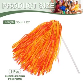 YELARXI Cheerleader Pom Poms Spirit Shakers Cheer Pompoms, Two-Color Long Handle Fit for Team Sports Dance Party Performance Celebrations Cheering (Red Gold, 6Pcs)