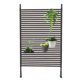Outdoor Privacy Screens Freestanding, 43" W x 71" H Metal Slatted Decorative Privacy Screen and Panels with Stand, Brown Backyard Privacy Panels for Garden Patio