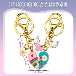OWIGIU Best Friend Keychain Set Friendship Gifts for Best Friend Woman 2pcs Heart Friends Matching Keychains for Women Bff Bestie Gifts for Women Female Birthday Friends Christmas Gift Ideas