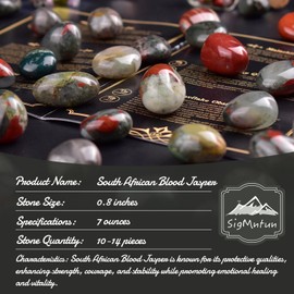 SigMntun Polished Stone Set South African Blood Jasper Crystals, Handpicked Tumbled Gemstones Rocks, Pebbles for Reiki, Chakra, Healing, Home Decor 0.8 inches 7 oz