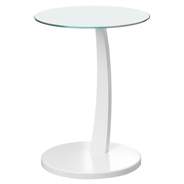 Monarch Bentwood Accent Table with Tempered Glass, White