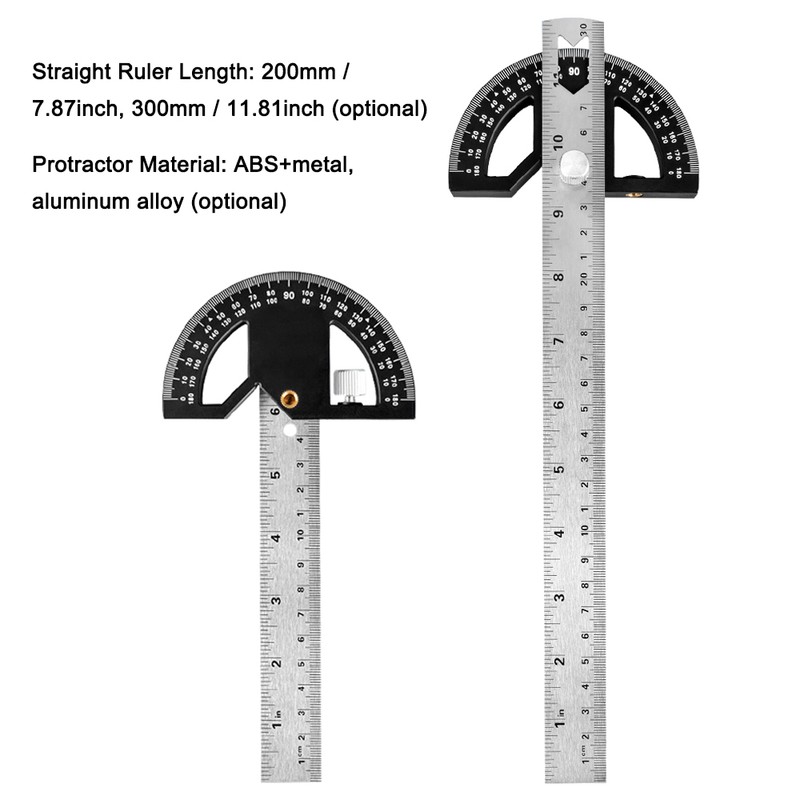 2in1 Multifunctional Magnetic Straight and Angle Measuring Ruler Woodworking Scribe