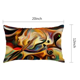 rkouqak Throw Pillow Covers Colorful Human and Musical Shapes Inner Melody Art Pillow Cases Cotton Linen Waist Lumbar Cushion Cover Sofa Home Decorative Rectangle 12x20 Inches, Rqk-YZ037