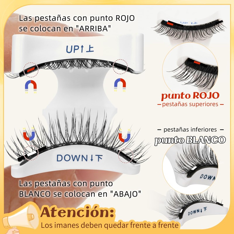 Pestañas magnéticas reutilizables con aplicador, pestañas magnéticas suaves y cómodas,