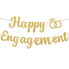 Gold Glitter Happy Engagement Banner Engagement Party Decorations Engagement Party Banner Engaged Banner Engagement Decorations Engagement Party Favors