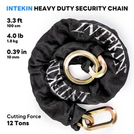 INTEKIN Security Chain 3.3 ft x 3/8" Thick Bike Lock Chain - High Security Hardened Steel Cut Proof Chain for Bikes, Containers, Motorcycles, Trailers, ATV's