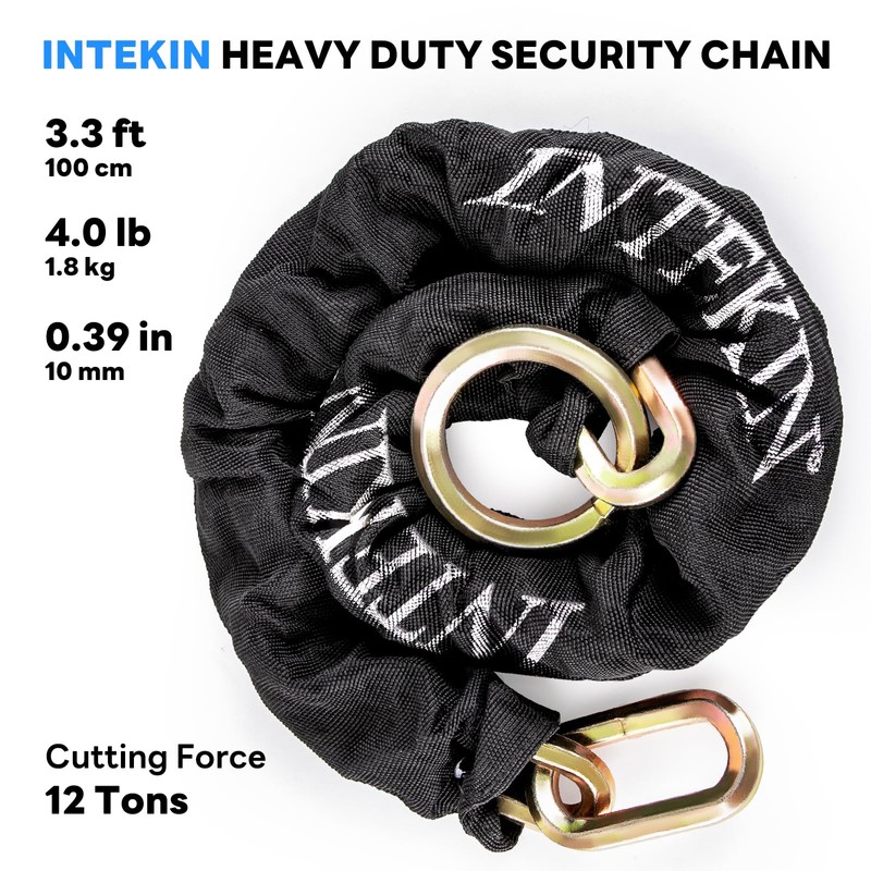 INTEKIN Security Chain 3.3 ft x 3/8" Thick Bike Lock