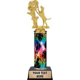 Customized Rainbow Inferno Dog Trophy, 11" Coon Hound in Tree Trophy Award, Personalize Now