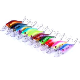 10 Hard Bait Minnow Lure with Treble Hook Life-Like Swimbait Fishing Bait 3D Fishing Eyes Popper Crankbait Vibe Sinking Lure Wobbler for Bass Trout Walleye Pike Perch