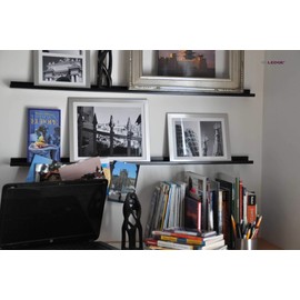 4'/48" UltraLedge Art Display / Picture Ledge / Floating Shelf, Metal, Modern (2" deep, Black)