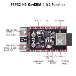 ESP32-H2 ESP32-H2-DevKitM-1-N4 Development Board Binghe ESP32 H2 ESP32-H2-DevKitM with 32-bit RISC-V Single-Core Processor up to 96 MHz with Bluetooth Compatible with Matter/Thread/Zigbee