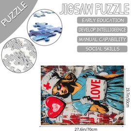 Tucocoo Street Love Art Jigsaw Puzzles for Adults 1000 Pieces, Nurse Banksy Graffiti Puzzles for Adults DIY Crafts Puzzles for Home Decoration Gifts, Family Challenging Puzzle Perfect for Game Nights