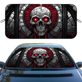 Skull Car Front Window Sun Shield Fantasy Skeleton Mysterious Blood Horror Front Window Car Sun ​Shade Windshield Rays Sun Shade Visor Protector for Car Sedan Truck SUV Accessories 59" L x 31.5" W