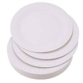 Pritogo Paper Plates, Diameter 23 cm, 350g/m², Stable, Coated, No soaking wet, White, Round, High Quality, 50/100/500/1000 Pieces