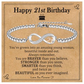 EPIRORA 21st Birthday Gifts for Women, Infinity Knot Stainless Steel Beaded Charm Number Bracelets Gift for Daughter Sister Granddaughter Niece, 21 Years Old Birthday Decorations Trendy Stuff