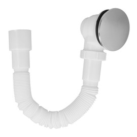 Drain Fitting Set, Drain Hole Set for Shower Tray, Outflow Pipe, Shower Drain Siphon with 90mm Odour Stopper, Flex Hose, Hair Strainer, ABS Material