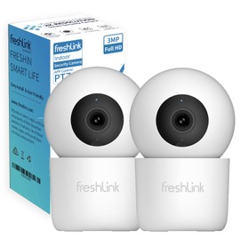 Security Camera Indoor 1296P FreshLink Upgraded 2K Pan/Tilt 345° Motion Tracking, 10M Night Vision,Two-Way Audio, Baby/Pet/Elder Monitor, Onvif Support, Cloud & SD Card Storage, 2.4GHz Only (2 Pack)