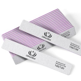 Pack of 18 Nail Files 100/180, Double Sided Disposable Nail Files for Gel Nails - Purple, Ideal for Natural Nails & False Nails