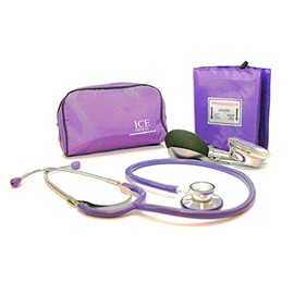Aneroid Purple Sphygmomanometer with 1 Adult Cuff and Purple Stethoscope - Blood Pressure Monitor Kit