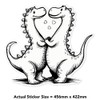 Extra Large 460mm 'Cute Dinosaurs in Love' Permanent Sticker Decal