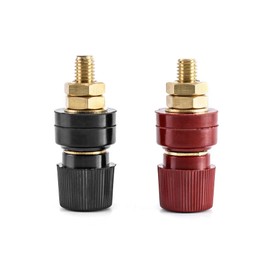 QWORK® 4 Pcs Binding Post Binding Post M8 Thread Brass Column Clamp Red & Black