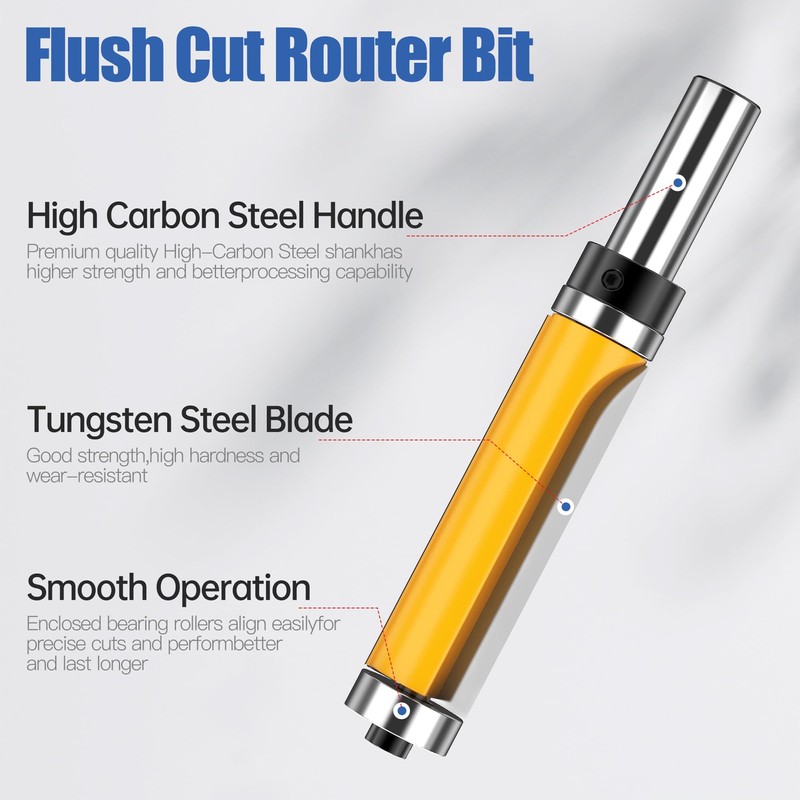 HUHAO Top and Bottom Bearing Flush Trim Router Bits Set