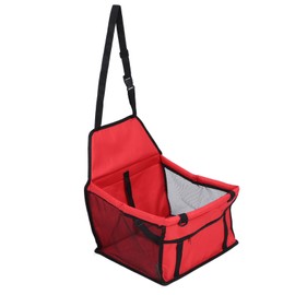 Pet Car Seat Waterproof Breathable Prevent Slip Adjustable Straps Dog Car Basket with Safety Leash for Puppy Cat Red