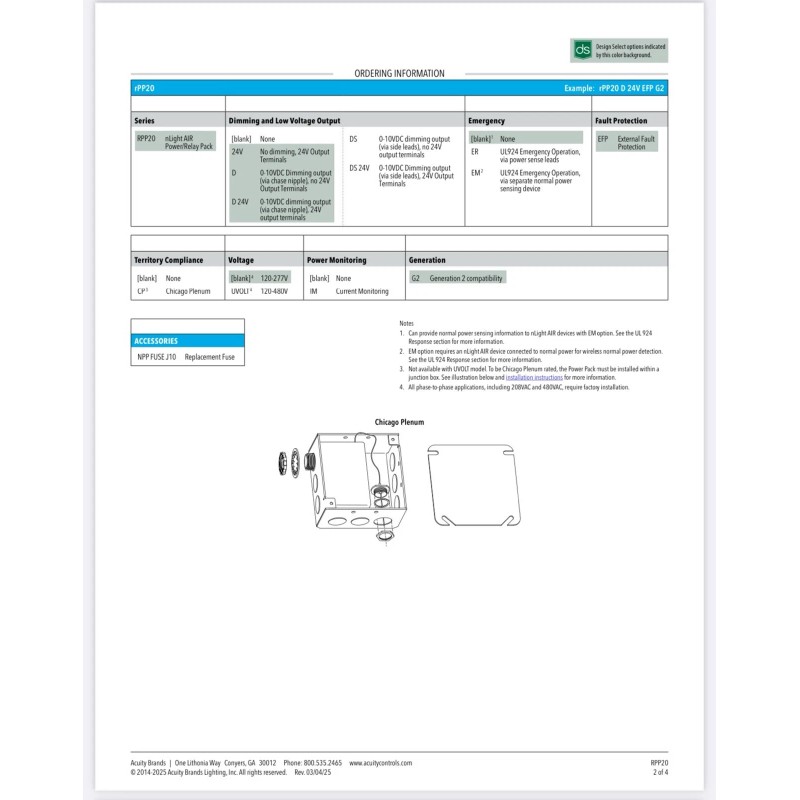 Acuity Nlight RPP20 EFP G2 Power/Relay Pack (2583HH)
