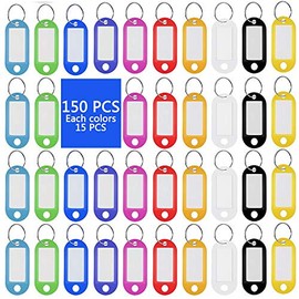 150 Piezas 10 colores Etiquetas de Identificación de Llaves Etiquetas lave Identificación de Llave Etiquetas para llaves Anilla Abierta Llavero plástico con ventana Etiqueta de anillo partido