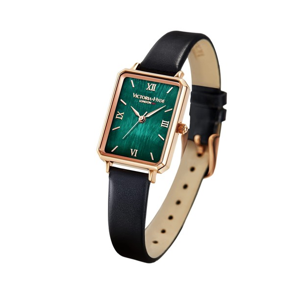 VICTORIA HYDE Rechteck Damenuhr Grün Dial Analog Quarz Armbanduhr mit