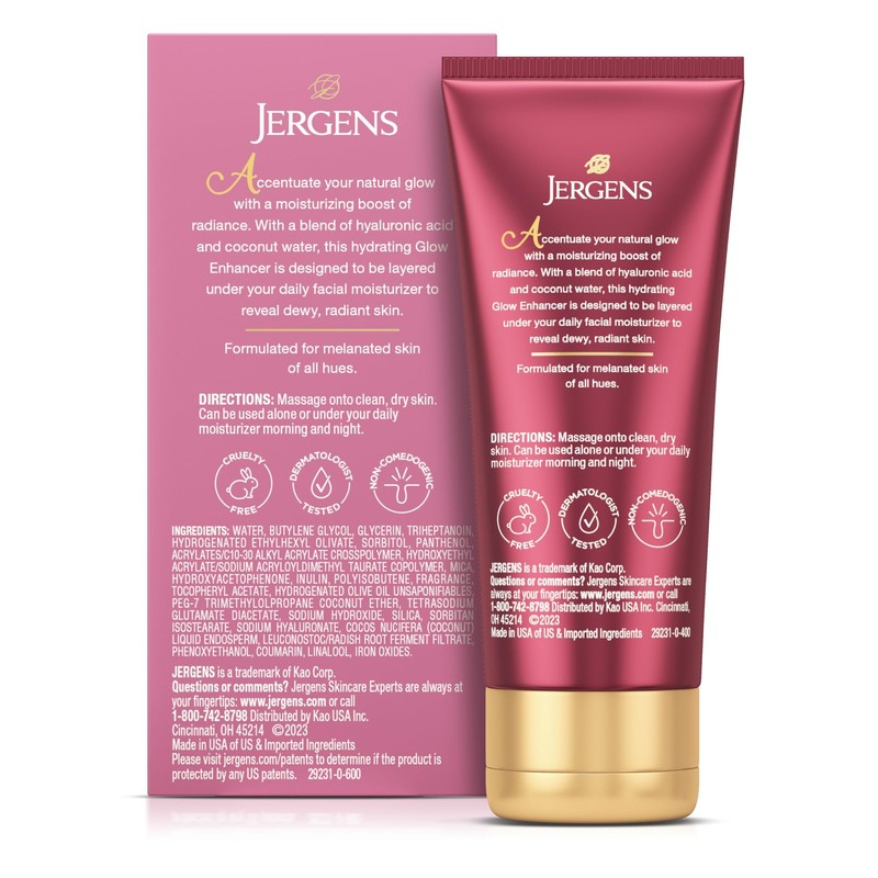 Jergens Melanin Glow Facial Glow Enhancer, Luminizer and Moisturizer with