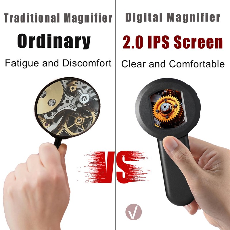 Digital Magnifier with 2.0inch Screen, Handheld Digital Magnifying Glass, 100X