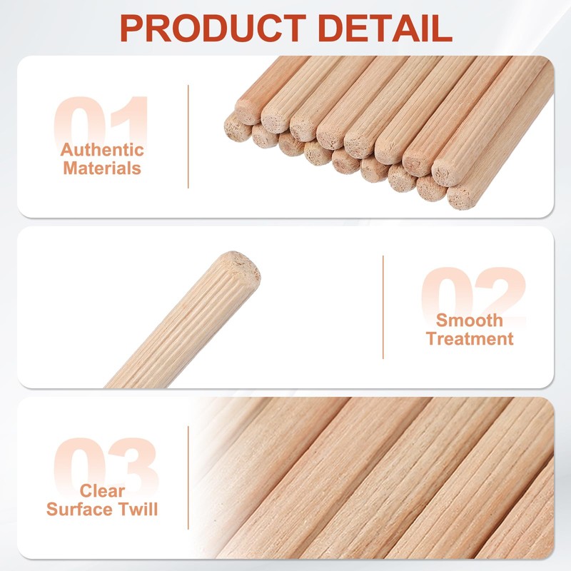 PATIKIL Wooden Dowel Pins 1/4" x 1-9/16" (6mm x 40mm)