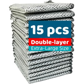 UFOGIFF Extra-Large Size Multipurpose Wire Dishwashing Rag,Non Scratch Wire Dishcloth, Reusable Steel Wool Scrubber,Non-Scratch,Quick-Drying,Multi-Purpose for Kitchen,Bathroom Cleaning (15)