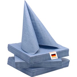 100% Mosel Napkins, Pack of 60 (33 x 33 cm), in Smoke Blue, Elegant Table Decoration for Wedding, Communion, Confirmation, Christening and Birthday