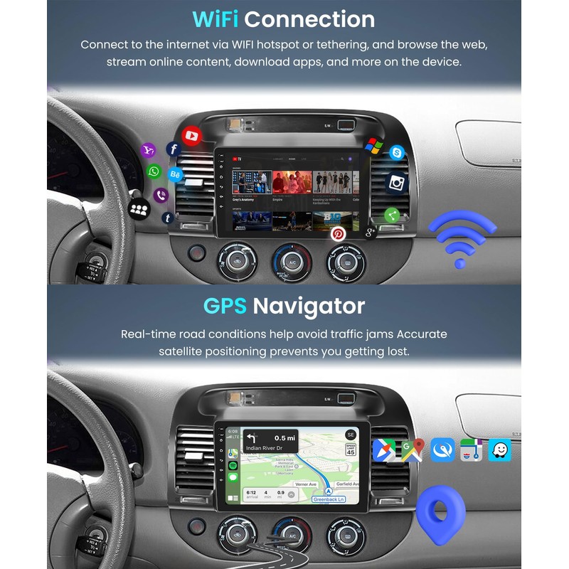 Rimoody 4G+64G Android Car Stereo for Toyota Camry 2000 2001