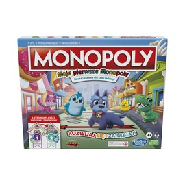 Monopoly Board Game, Board Game for Kids, 2-Sided Game Board, Fun Teaching Tool for Families; My First; 4+