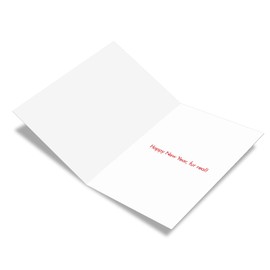 NobleWorks - Box of 12 Happy New Year Cards with Envelopes (4.63 x 6.75 Inch) - Funny Cartoon, New Year's Celebration - Stationery Notecard Set for New Years - C4520NYG-B12