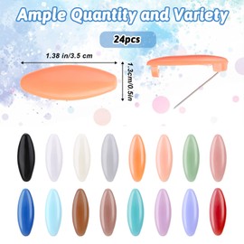 Oval Hijab Pins, ValueBargain 24PCS Colorful Scarf Safety Pins with Locking Mechanism Hollow Oval Design Ideal for Securely Attaching Scarves and Headscarves in Lightweight Fabric
