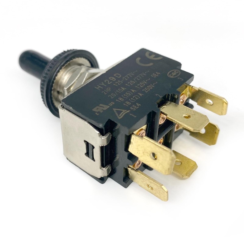 HY29D Toggle Switch 6-Pin 125/277V 20/15A ON-Off-ON with Silicone Protective